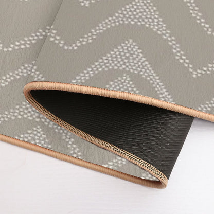 Horizontal Stippled Lines White on Taupe  Rapid-Drying Bath Mat