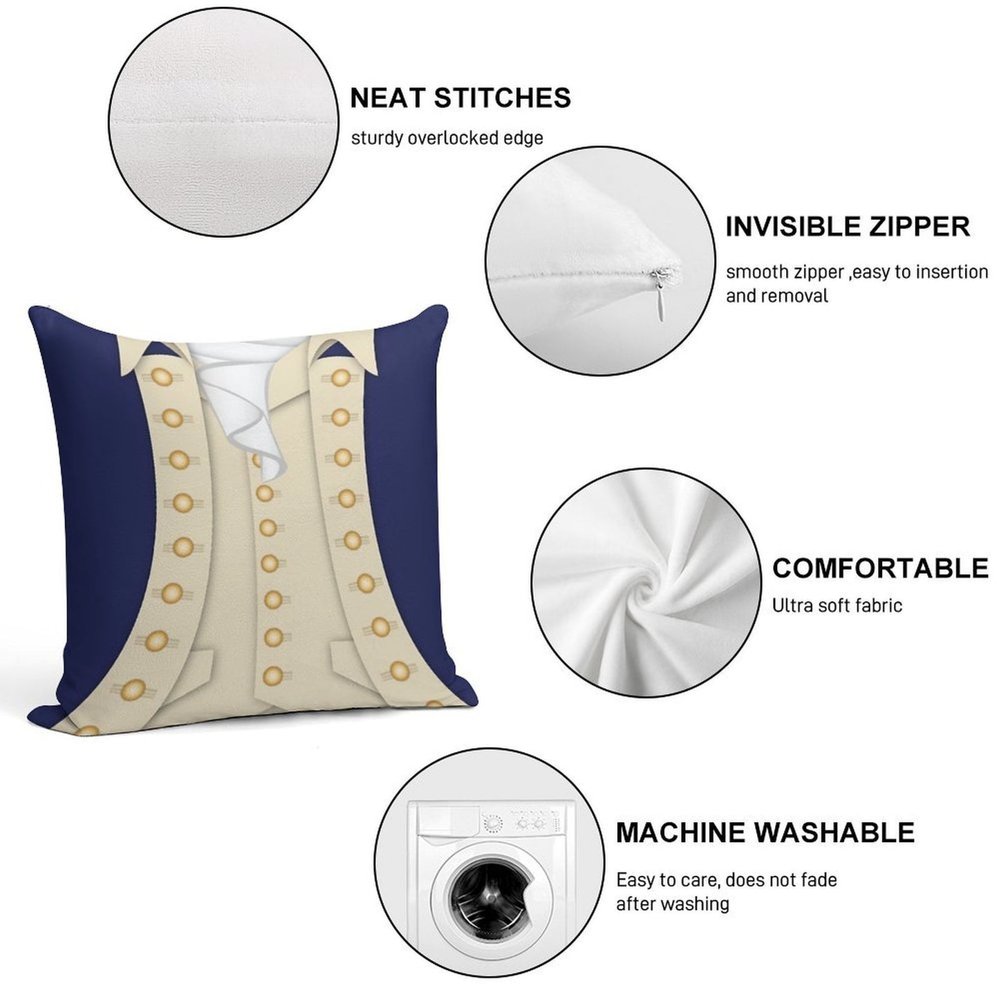 Alexander Hamilton Soft Short Plush Fabric Throw Pillow