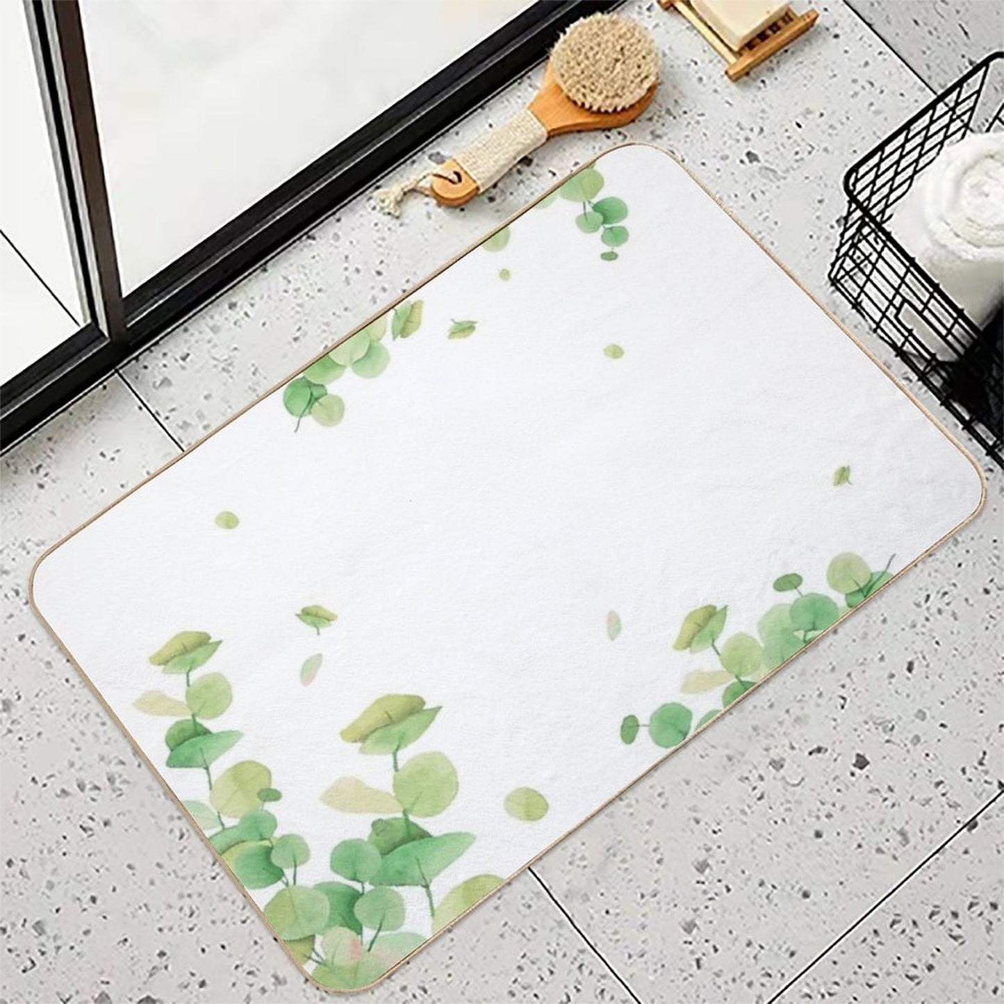 Lovely Natural Green Leaf  Odorless Bath Mat