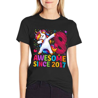 8 Year Old Unicorn Dabbing 8th Birthday Girl Party  Soft T-Shirt