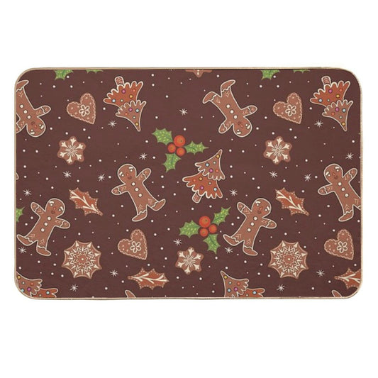 Cute Winter Festive Gingerbread  Non-Slip Bath Mat