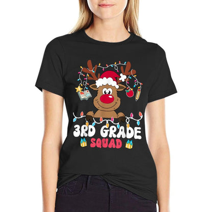 3rd Grade Squad Reindeer Christmas Third Grade Teacher Xmas  Summer-ready Fabric T-Shirt