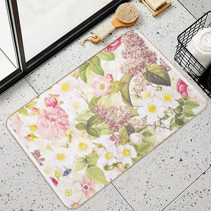 Vintage Summer Rose Garden- Blush Botanical Garden Nightgarden  Eco-Friendly Bath Mat
