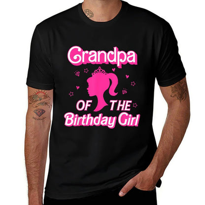 Grandpa of The Birthday Girl Fashion Doll Family Matching  Ribbed Collar T-Shirt