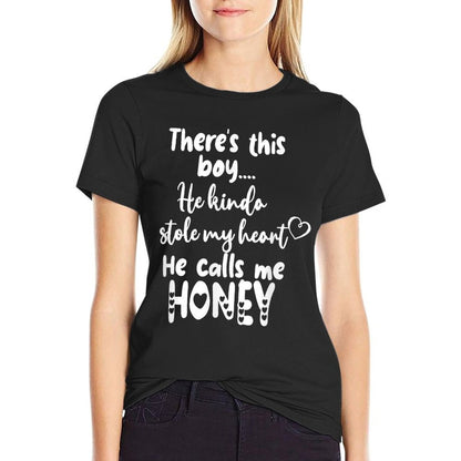 Special Grandma Grandmother This Boy Calls Me Honey  Heathered Texture T-Shirt