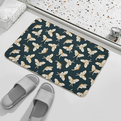 Luna Moth - Gold on Dark Teal  Easy To Clean Bath Mat