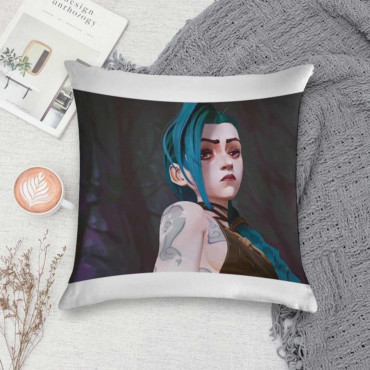 Jinx - Arcane Soft Hidden Zipper Throw Pillow