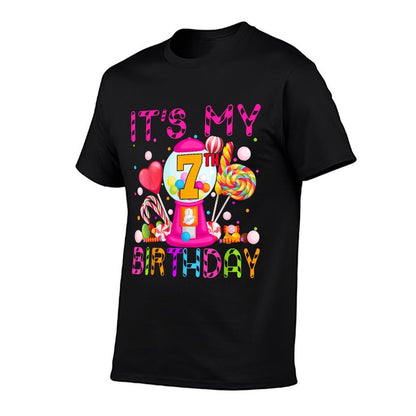 Its My 7th Birthday Candy Candyland Birthday Girl 7 Year Old  Easy-care T-Shirt