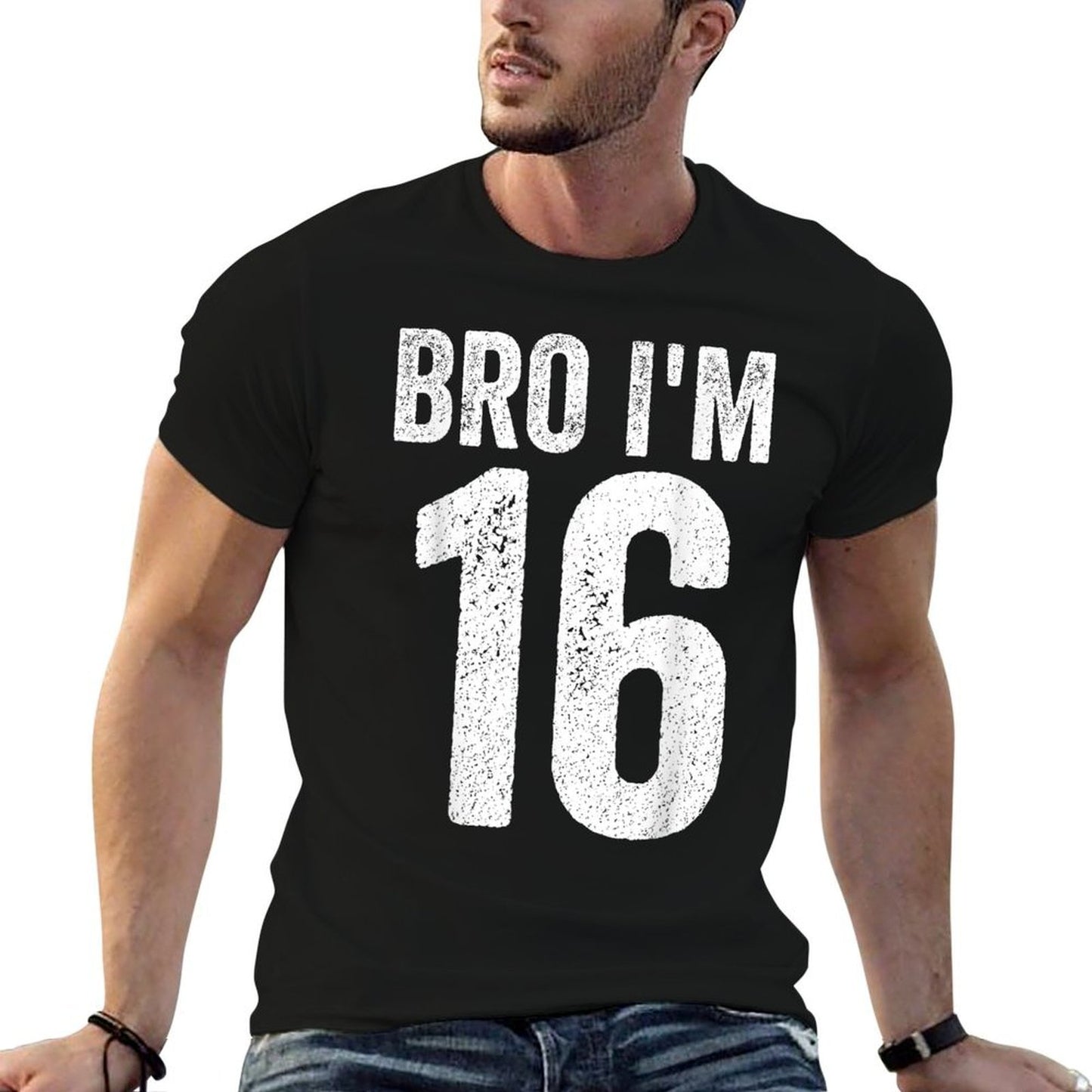 Bro I'm 16 Girl 16th Bday Boy 16th Birthday  Heathered Texture T-Shirt