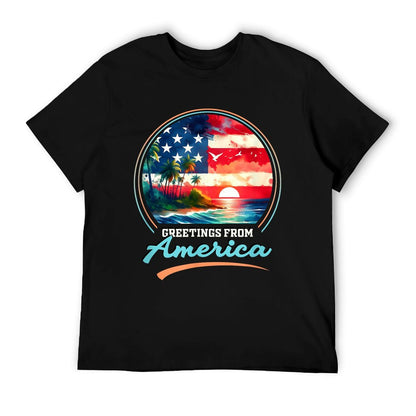 Gulf Of USA America Retro Vintage Beach High-quality Stitching T-Shirt