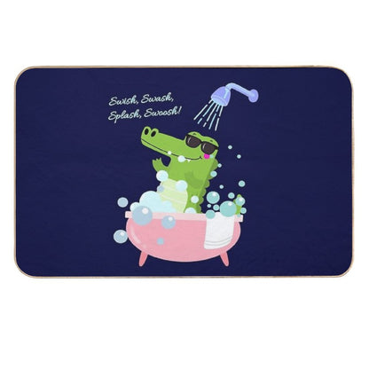 Crocodile in Bath Tub Swish Swash Splash Swoosh Durable Bath Mat
