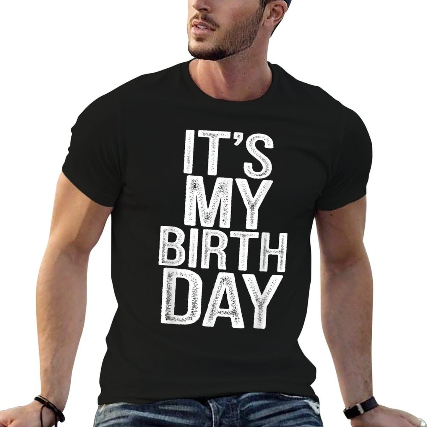 It's My Birthday Vintage Distressed Design Men Women B-day  Wrinkle-resistant T-Shirt