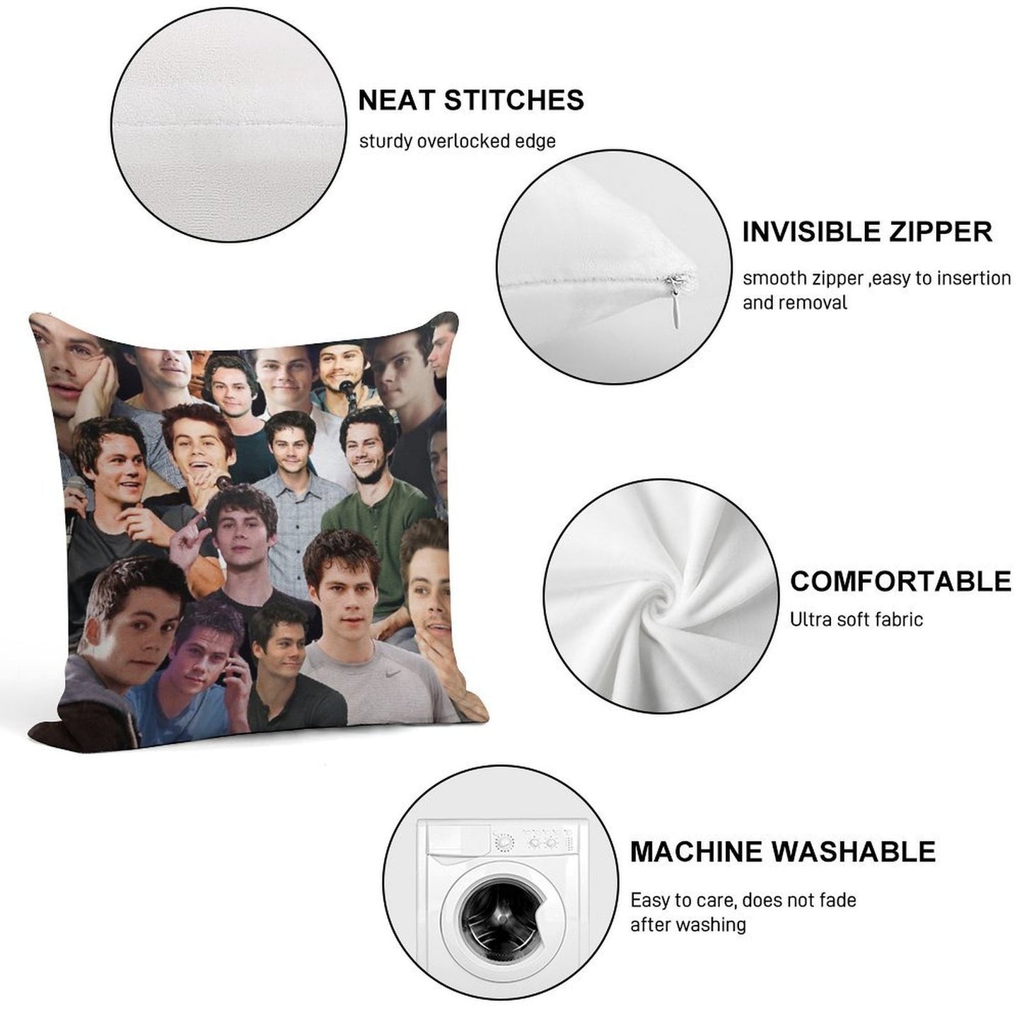 Dylan O’Brien Collage Soft Gift Ready Throw Pillow