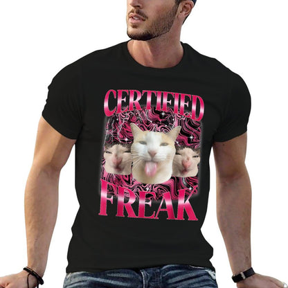 Certified Freak Eat Cement Cursed Cat Funny Cat Meme  Slim-fit Cut T-Shirt