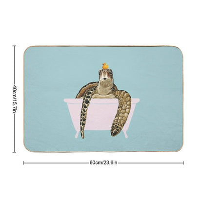Sea Turtle in Bathtub  Eco-Friendly Bath Mat