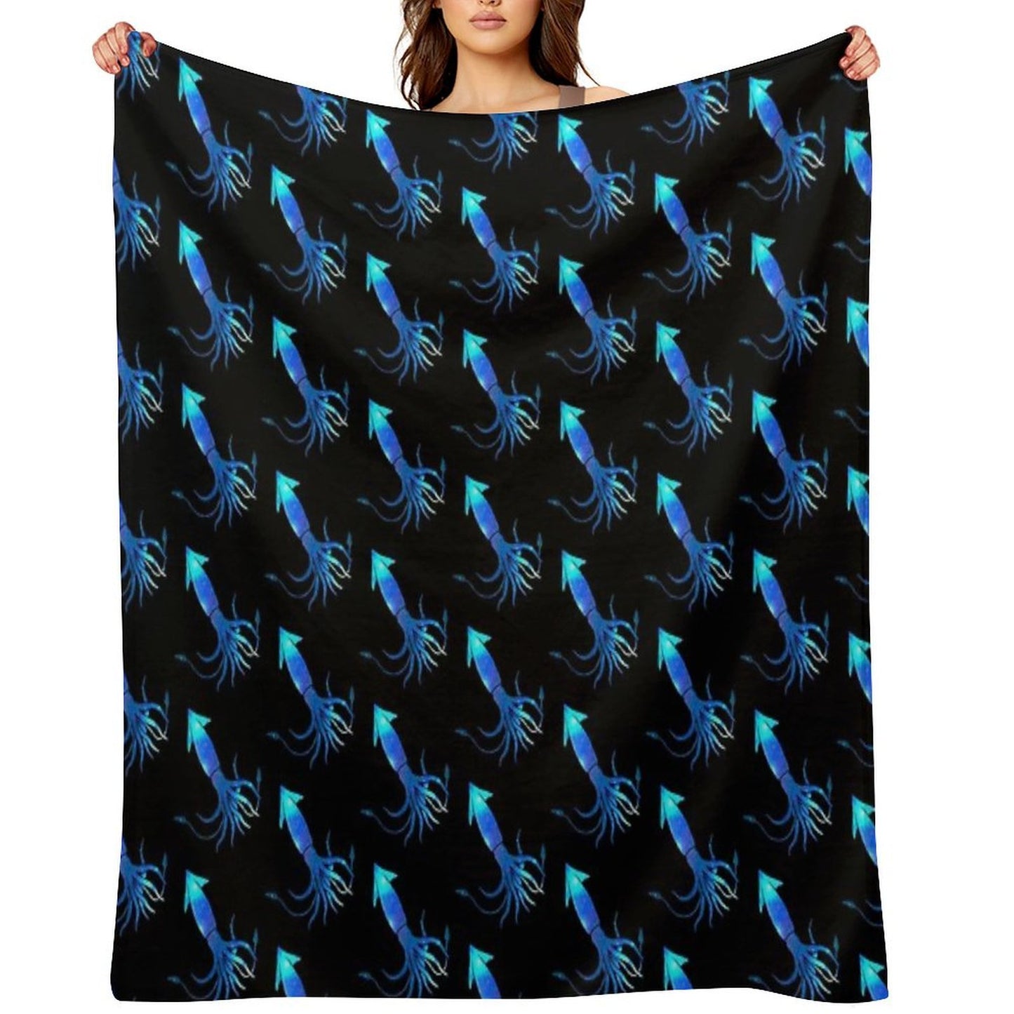 Astral Giant Squid Machine-washable Throw Blanket