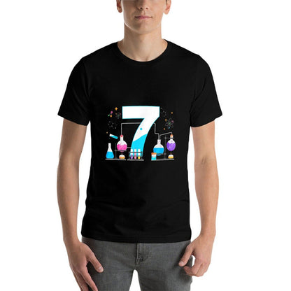 7 Year Old Kids Scientist 7th Birthday Kids Science  Oversized Silhouette T-Shirt