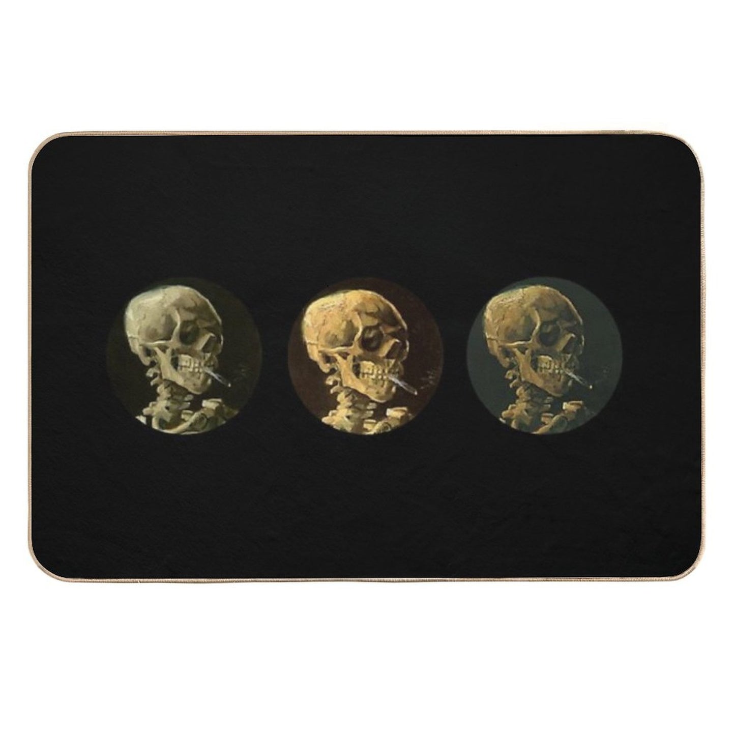 Head of A Skeleton with A Burning Cigarette Vincent Van Gogh  Repositionable Bath Mat