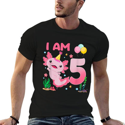 5th Birthday Girls 5 Year Old Birthday Axolotl Theme  Oversized Silhouette T-Shirt