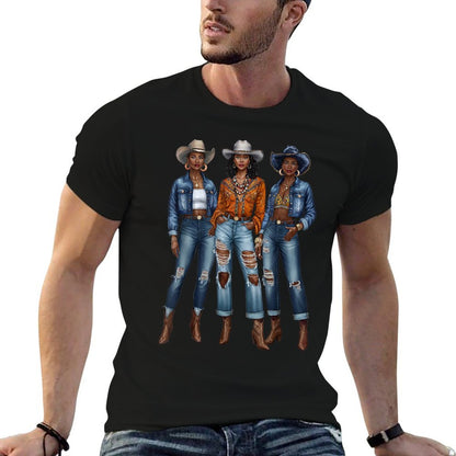 Black Cowgirl Vibes Melanin Black History Texas Fade-proof Color T-Shirt