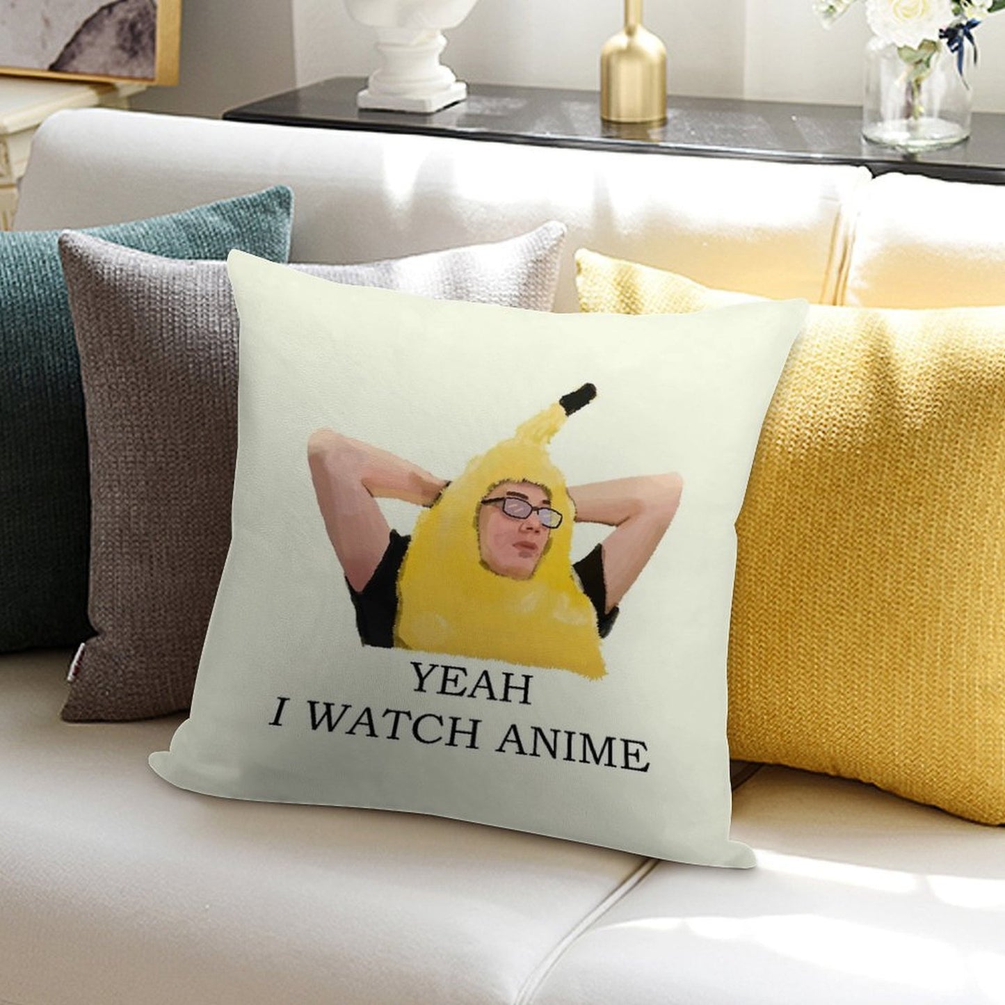 Copy of Discord Moderator - Yeah I Watch Anime Soft Style Accent Throw Pillow