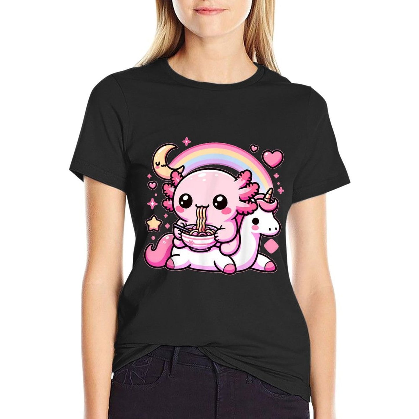 Anime Kawaii Axolotl Eating Ramen Noodles Kidsn Girl Boy  Affordable Price T-Shirt