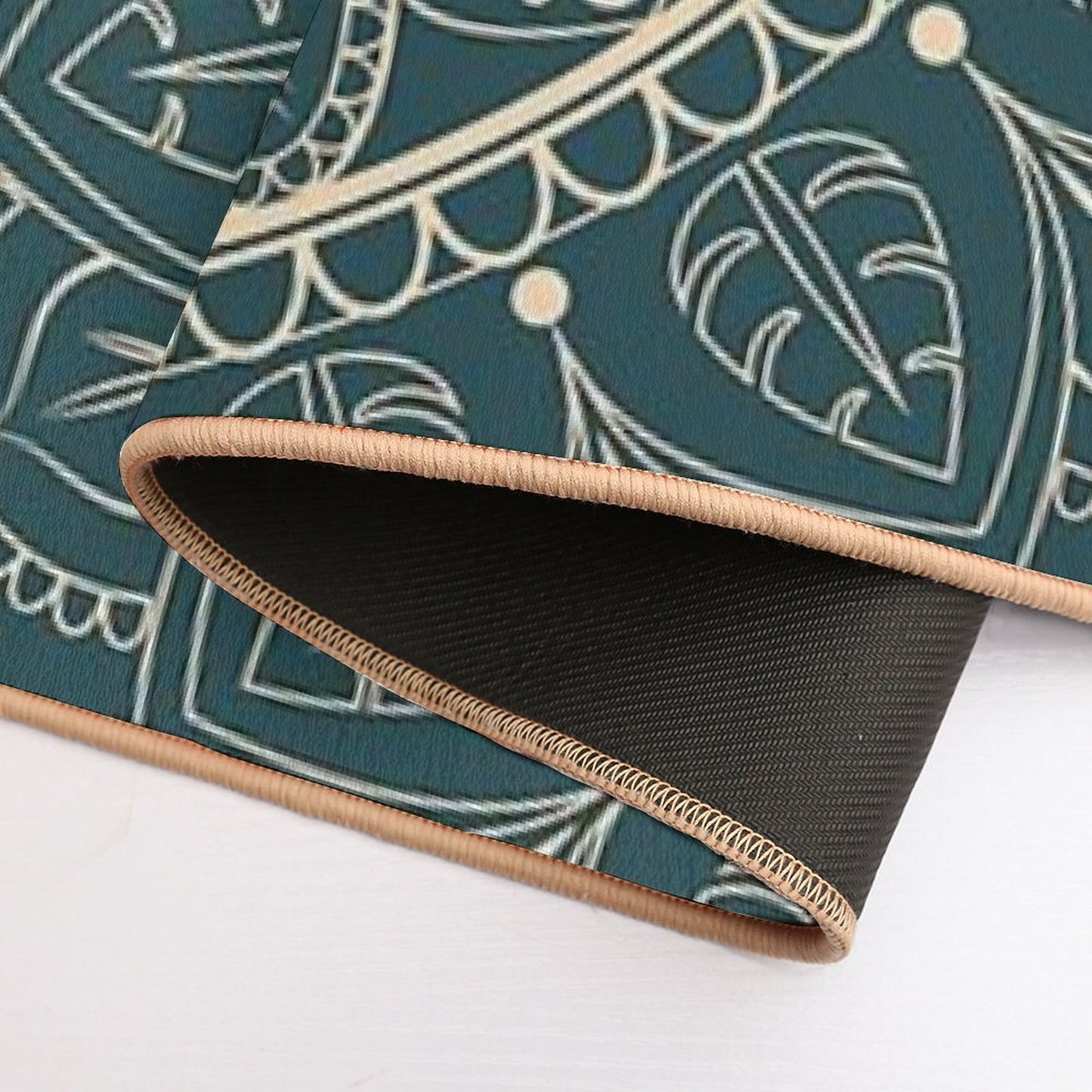 Petrol-Green And Yellow Mandala I  Dirt-Trapping Bath Mat