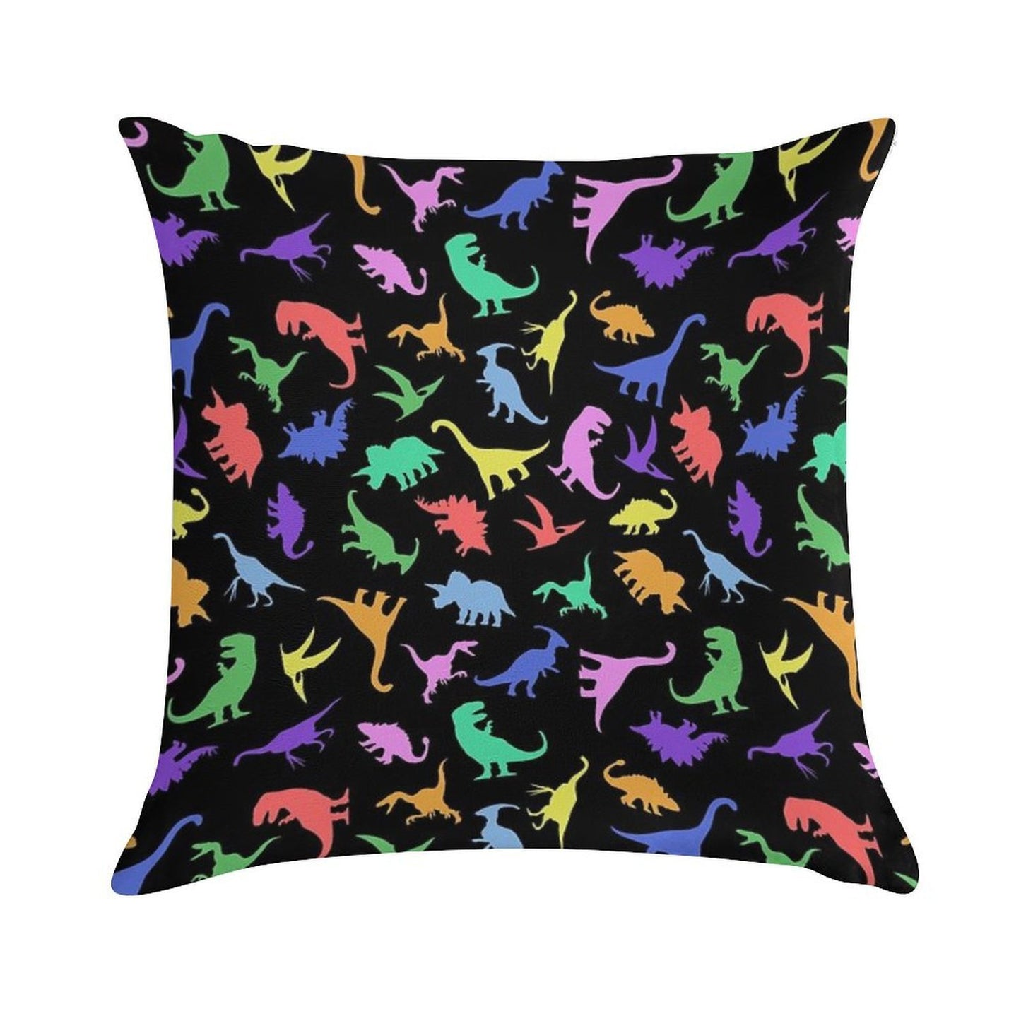 Fun Dinosaur Pattern (Black Background) Soft Durable Construction Throw Pillow
