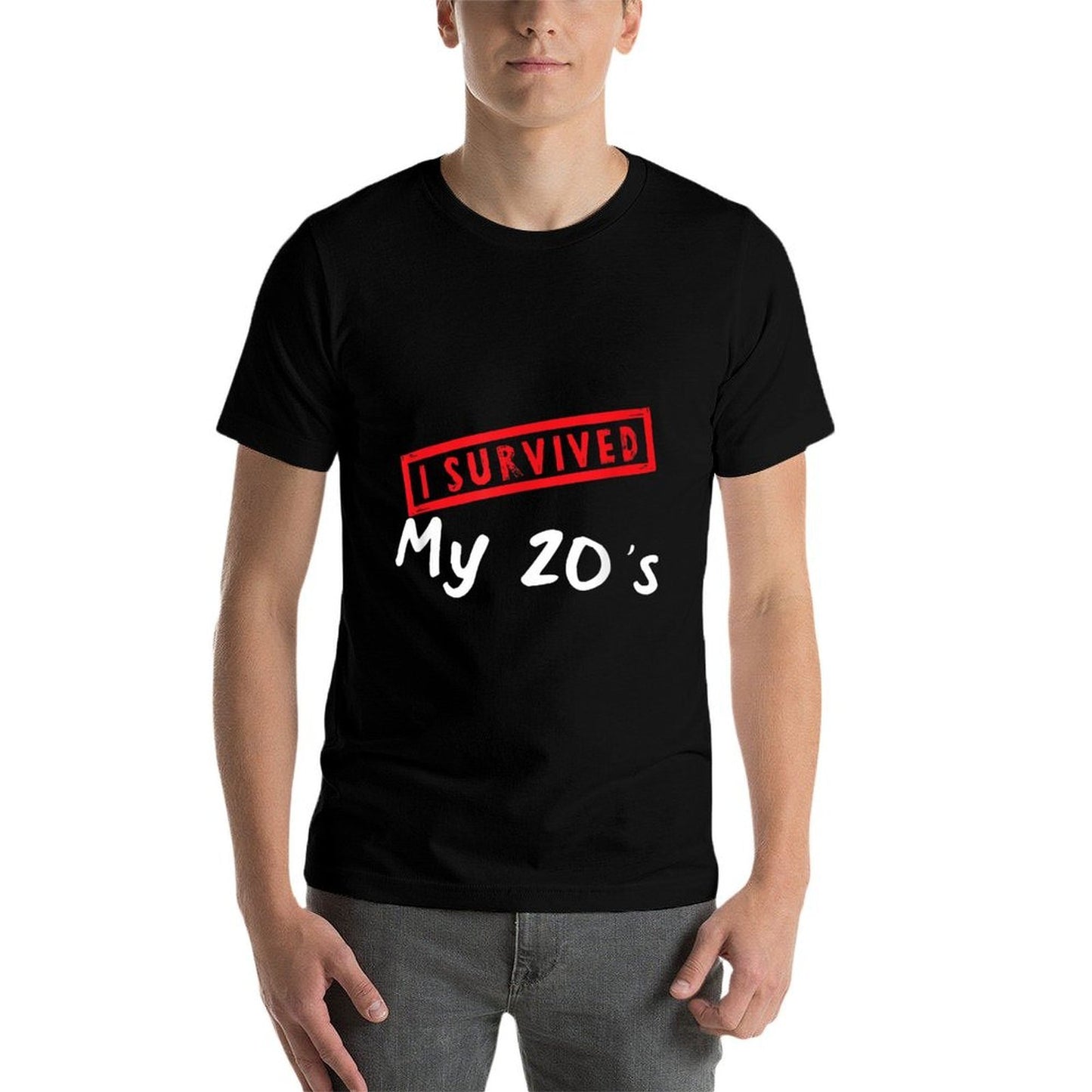 Funny 30th Birthday I Survived My 20s Turning 30 Graphic  Vintage-inspired T-Shirt