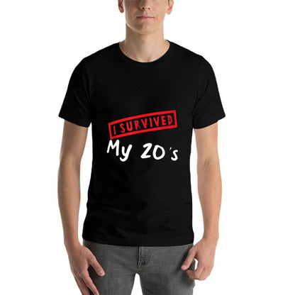 Funny 30th Birthday I Survived My 20s Turning 30 Graphic  Vintage-inspired T-Shirt