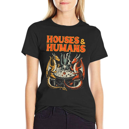 Gaming Houses Humans Funny Rpg Parody Gamer Men Boys Kids  Versatile T-Shirt