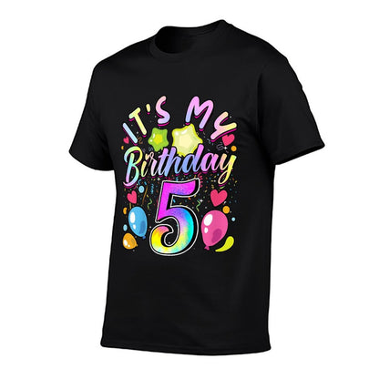 Kids Girls It's My Birthday 5 Years Old 5th Birthday  Oversized Silhouette T-Shirt