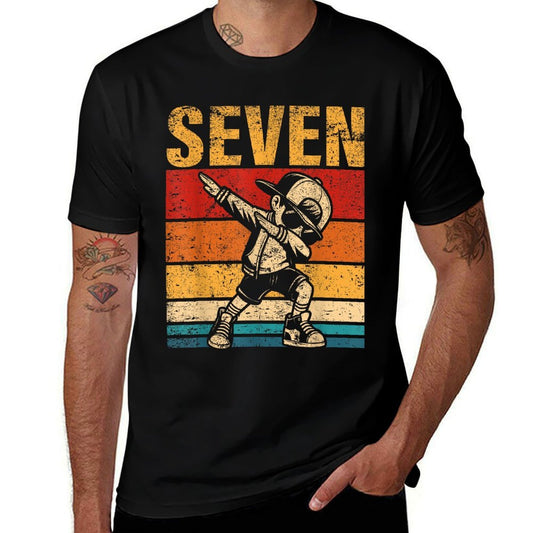 7 Year Old Dabbing Boy Birthday Vintage 7th Birthday Boy  Classic T-Shirt