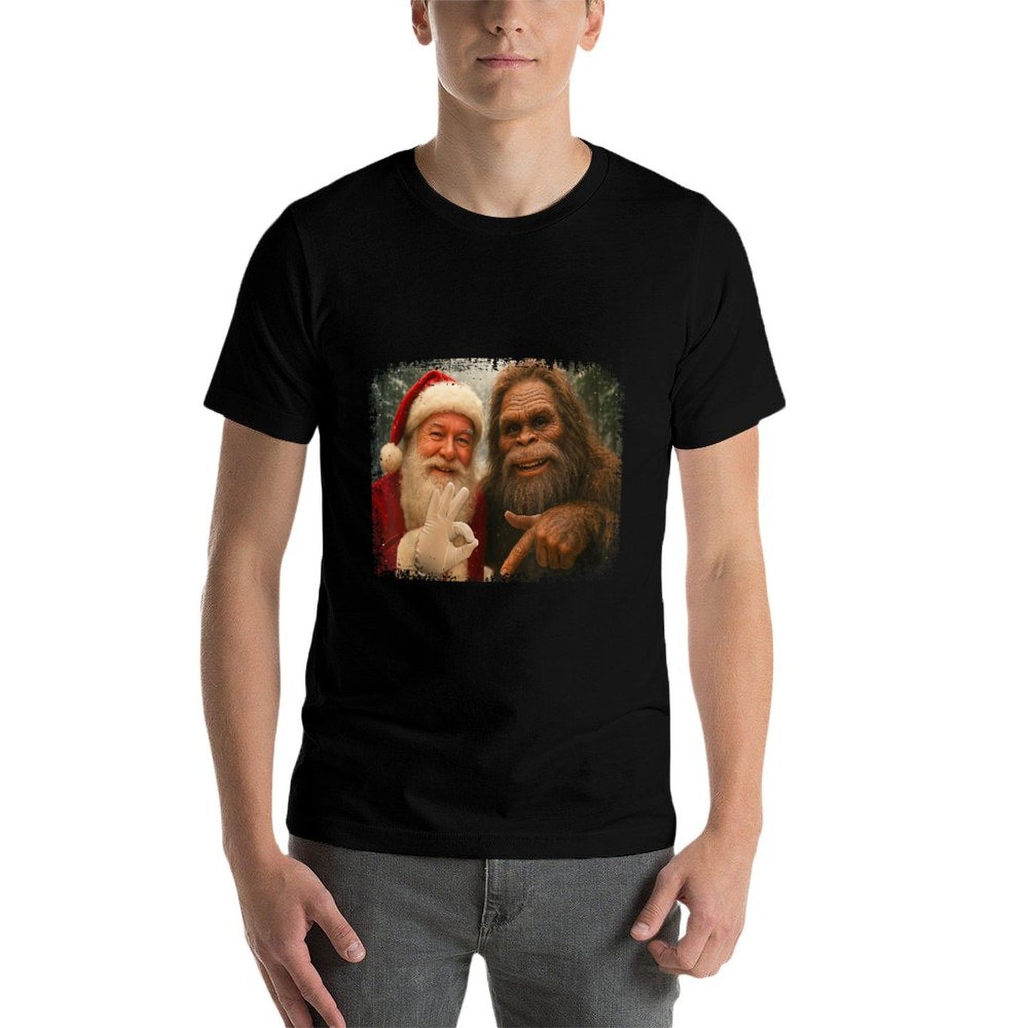 Funny 67 Santa with Bigfoot Six Seven 6 7 Meme Christmas  Cotton T-Shirt