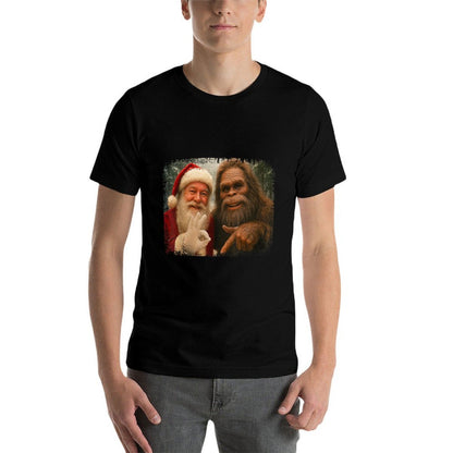 Funny 67 Santa with Bigfoot Six Seven 6 7 Meme Christmas  Cotton T-Shirt