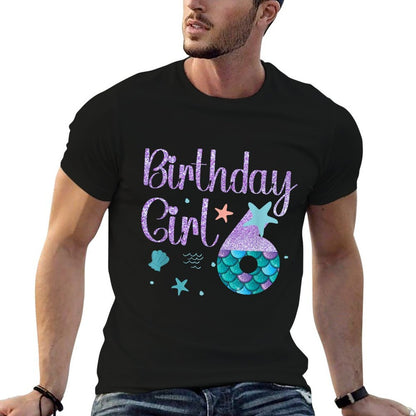 Mermaid Birthday Girl 6 Year Old Its My 6th Bday Mermaid  Cotton T-Shirt