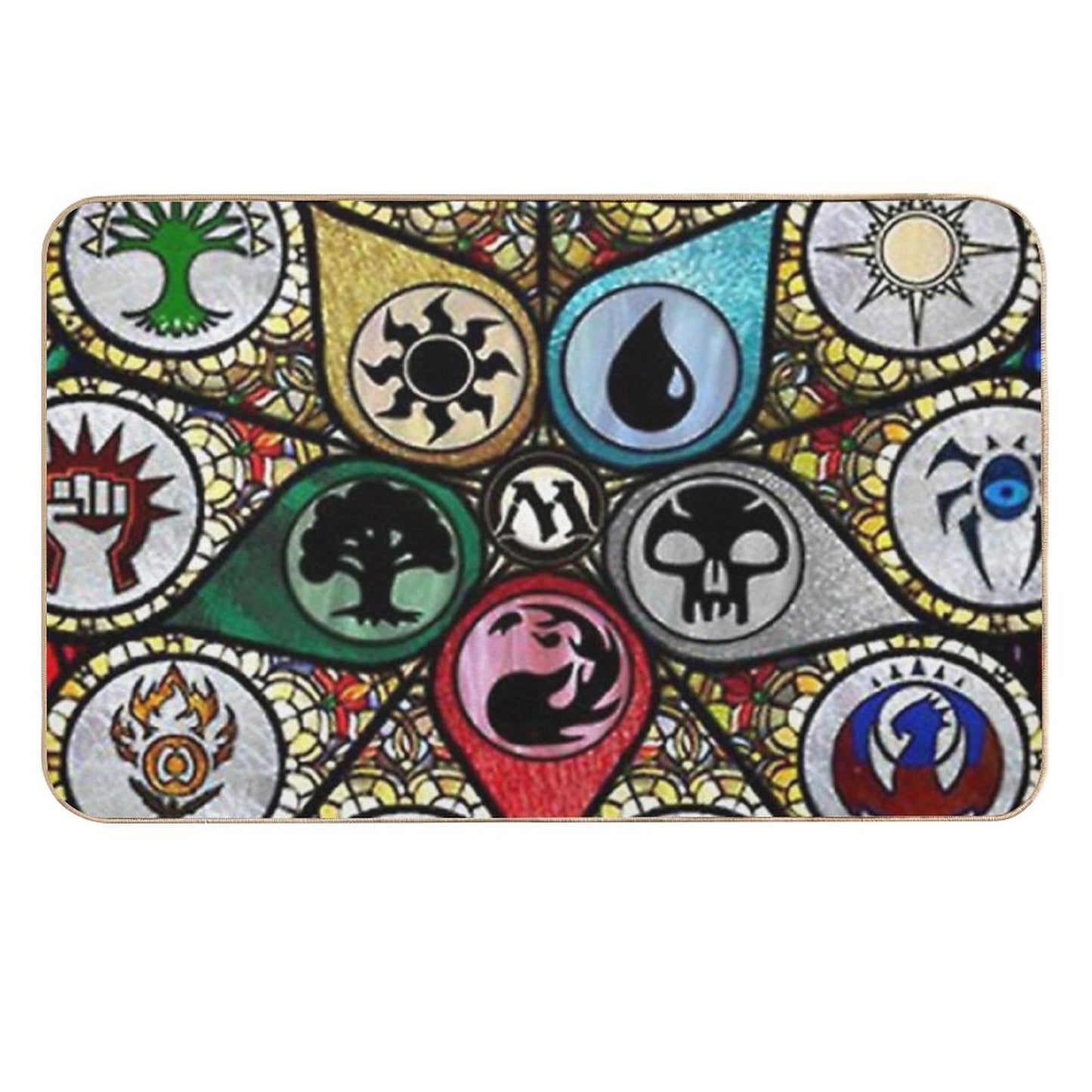 Vintage MTG Stained Glass Art  Dirt-Trapping Bath Mat