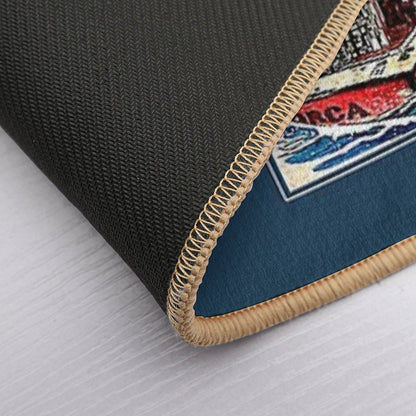 Orca in Japan Woodblock  Repositionable Bath Mat