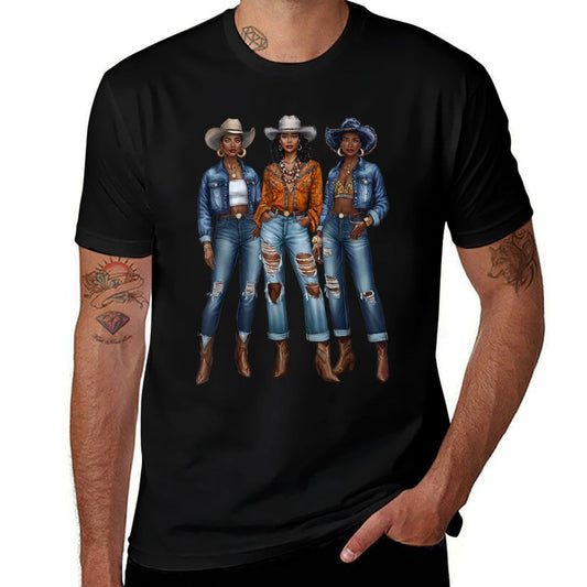 Black Cowgirl Vibes Melanin Black History Texas Fade-proof Color T-Shirt