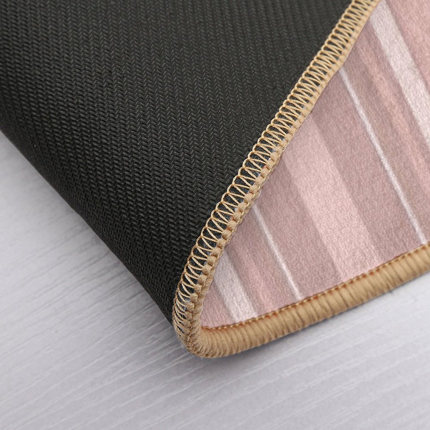 Rose Gold Slimming Effect Vertical Balanced Stripes Durable Bath Mat