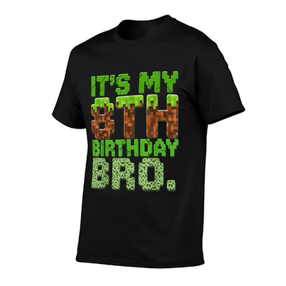 Boy Kids It's My 8th Birthday Video Game Pixel Birthday  Trendy Pattern T-Shirt