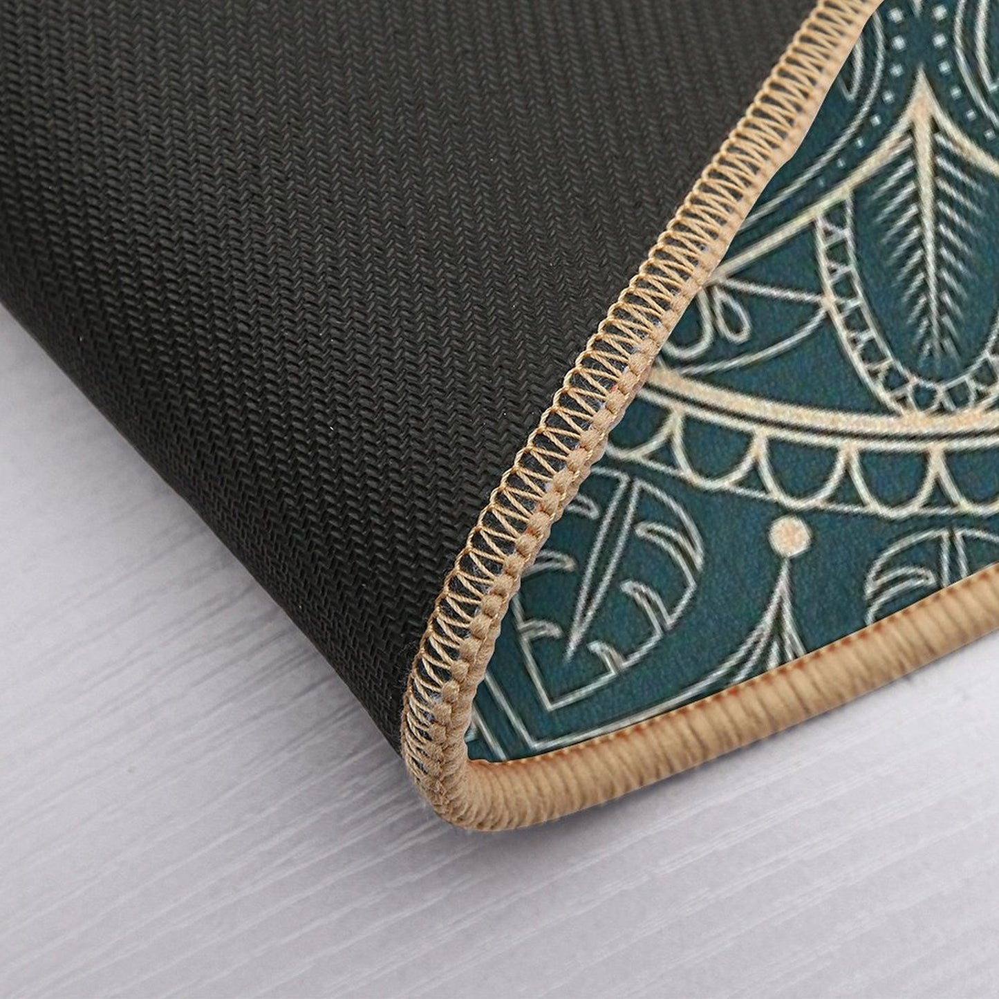 Petrol-Green And Yellow Mandala I  Dirt-Trapping Bath Mat