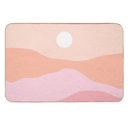Peach Pink Sunset Over The Mountains Boho Earthy Durable Bath Mat
