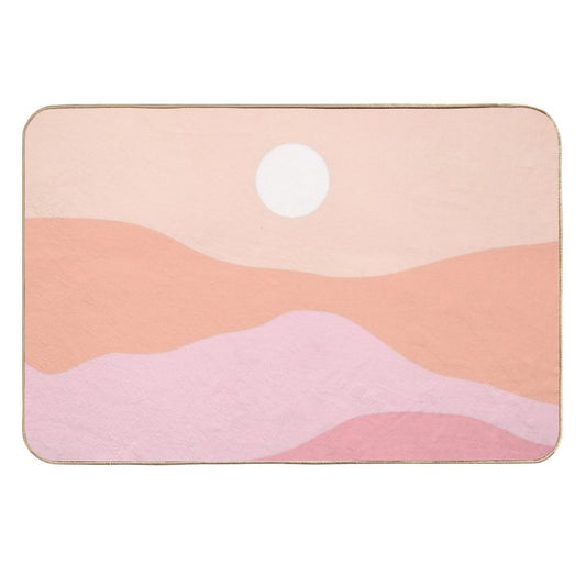 Peach Pink Sunset Over The Mountains Boho Earthy Durable Bath Mat