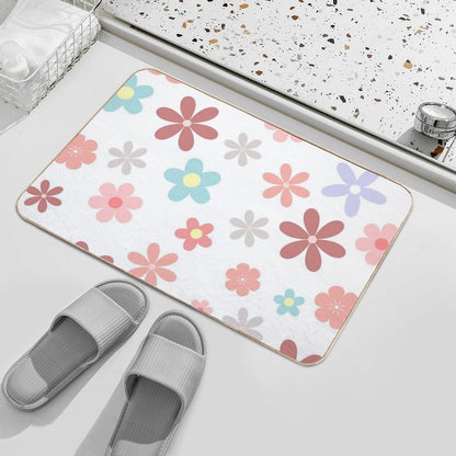 Pink Cute Flowers Pattern  Easy To Clean Bath Mat