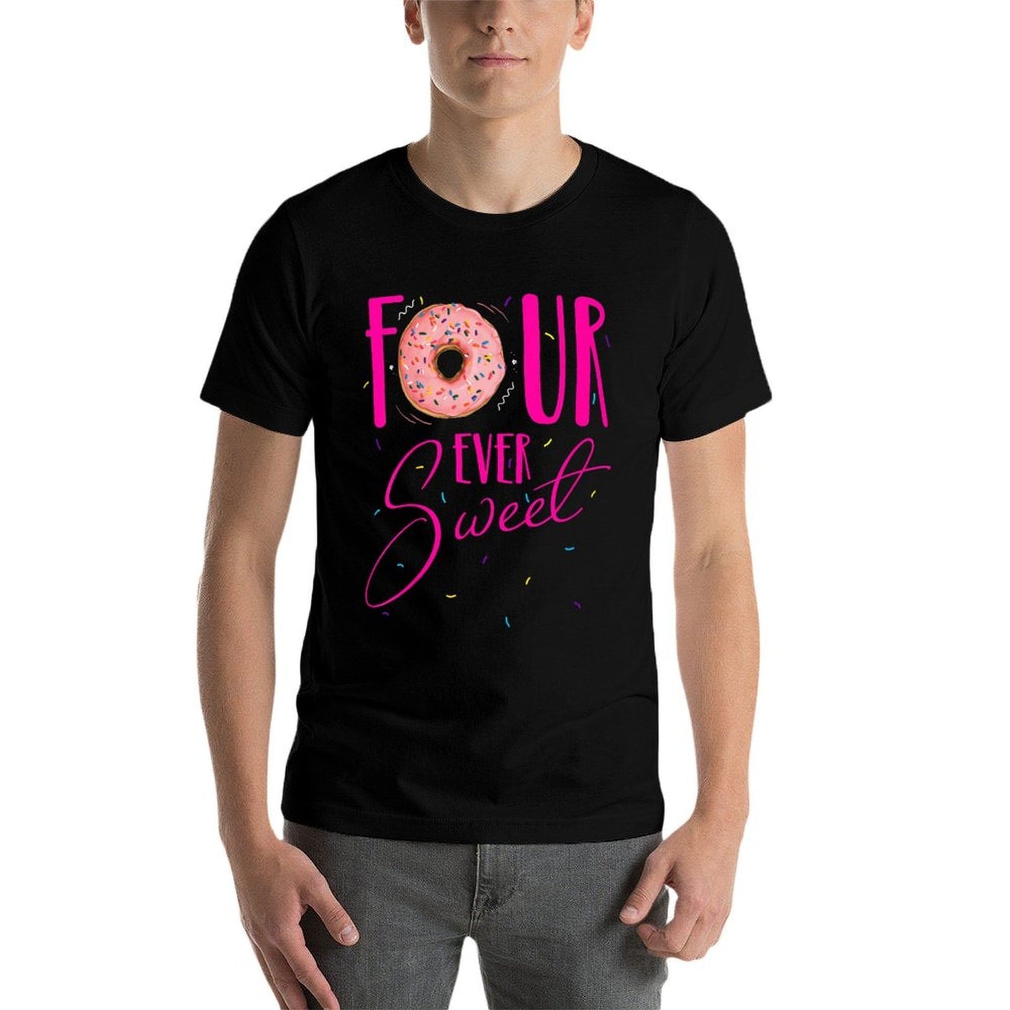 Kids Four Ever Sweet Donut 4th Birthday Party Daughter Girls Bday  Versatile T-Shirt