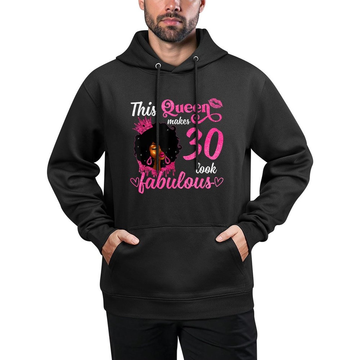 This Queen Makes 30 Look Fabulous 30th Birthday Queen Afro Moisture-Wicking Hoodie