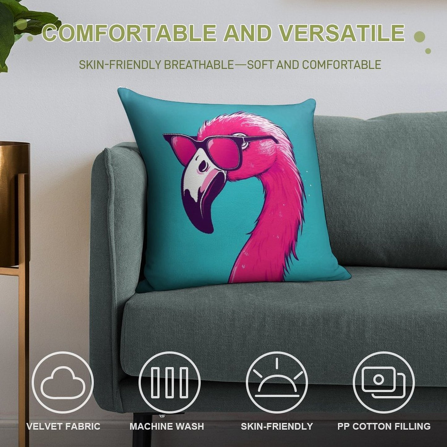 Hot Pink Flamingo Soft Home Decor Throw Pillow