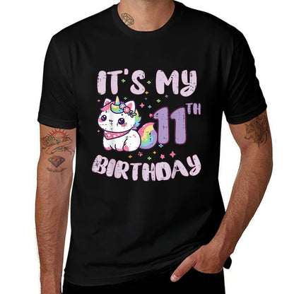 Its My 11th Birthday Unicorn Cat 11 Year Old Bday Girls Kids  Classic T-Shirt