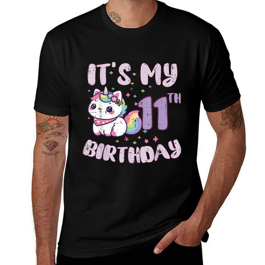 Its My 11th Birthday Unicorn Cat 11 Year Old Bday Girls Kids  Classic T-Shirt